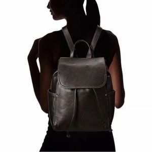 Frye Olivia Black Leather Flap Backpack